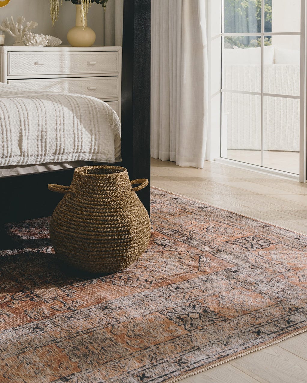 Sydelle Brown and Grey Traditional Distressed Washable Rug