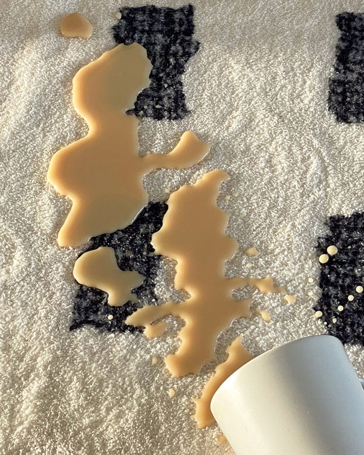 Taber Cream and Black Rectangles Washable Rug