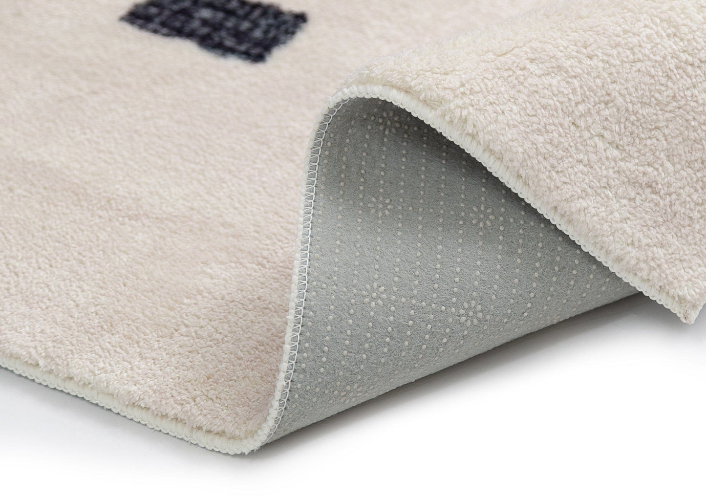 Taber Cream and Black Rectangles Washable Rug