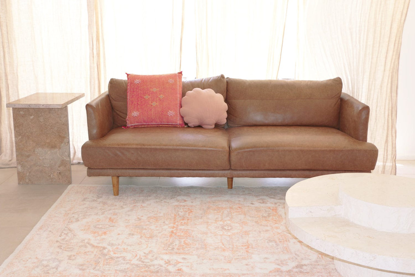 Theodora Orange and Beige Distressed Washable Rug