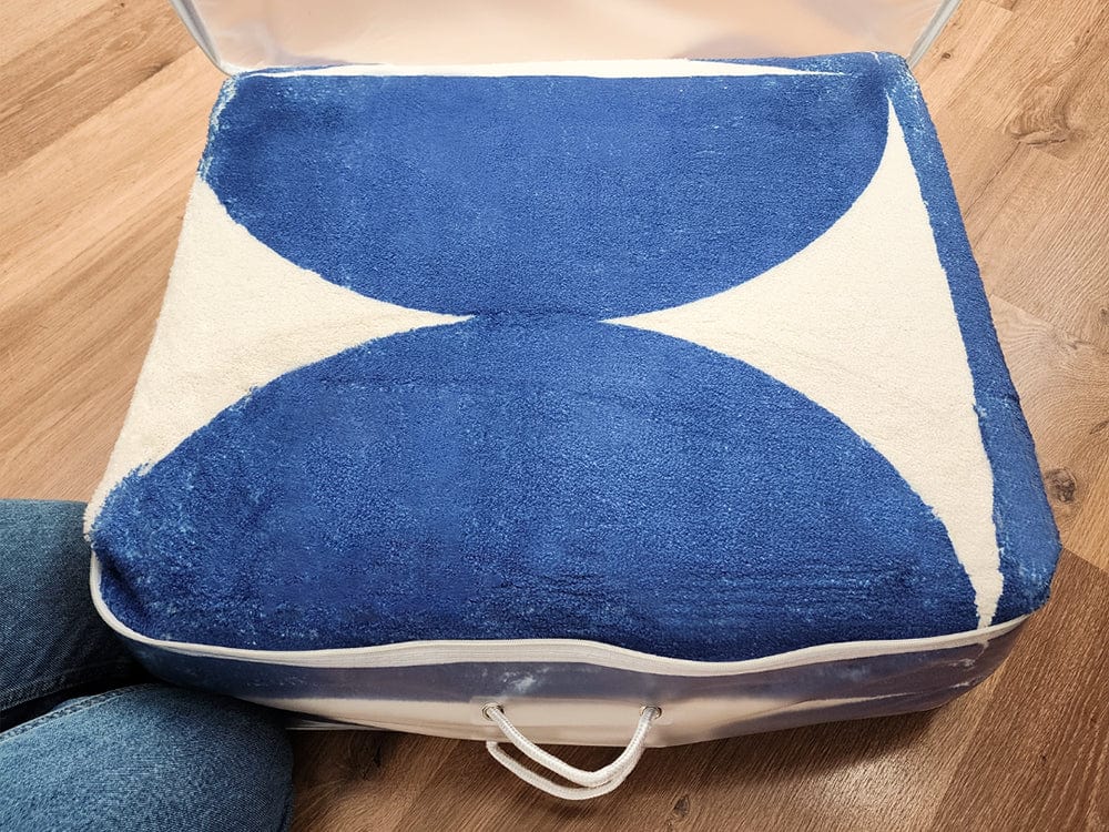 Tosa Blue and Ivory Geometric Washable Rug