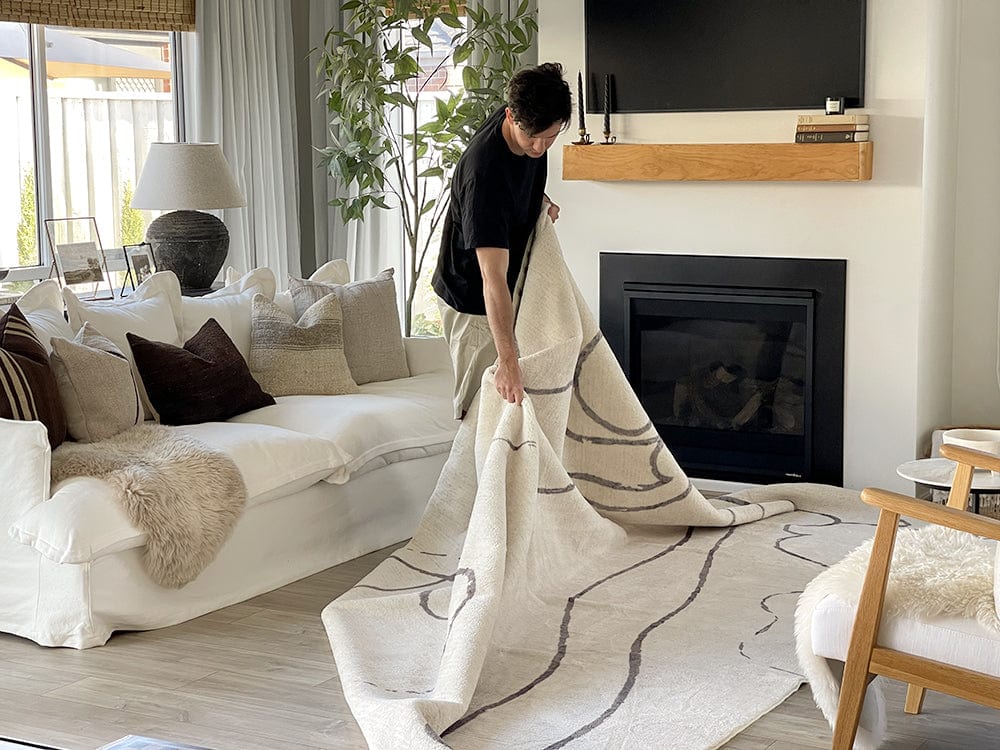 Turey Beige and Grey Abstract Washable Rug