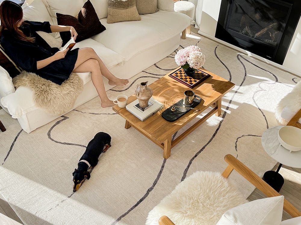Turey Beige and Grey Abstract Washable Rug