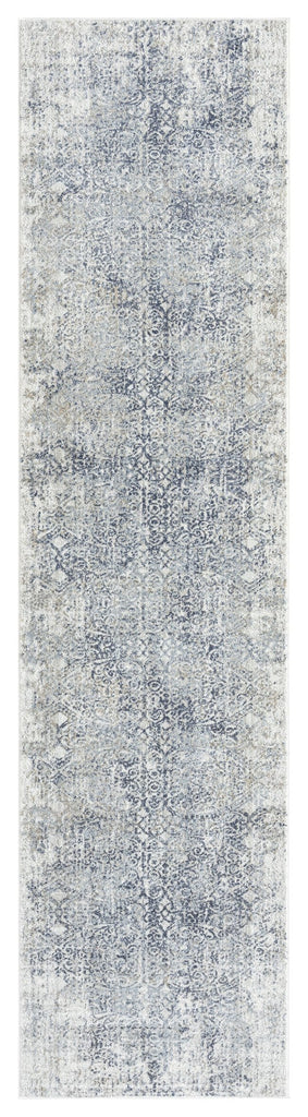 Ulyana Blue And Beige Faded Transitional Runner Rug