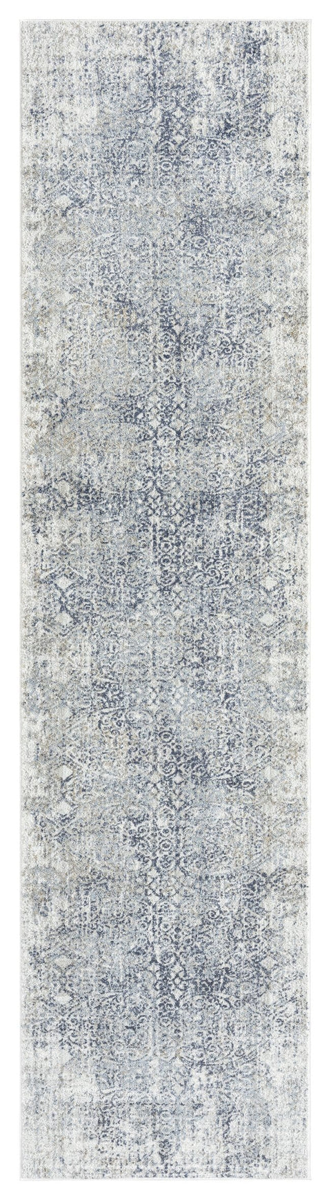 Ulyana Blue And Beige Faded Transitional Runner Rug
