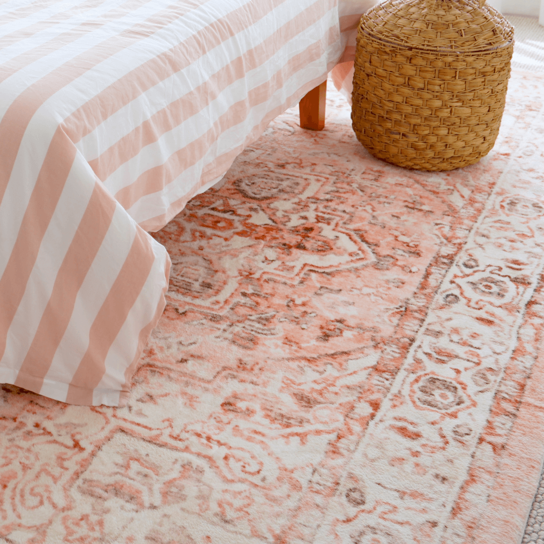 Veronique Rug Veronique Peach and Brown Distressed Washable Rug