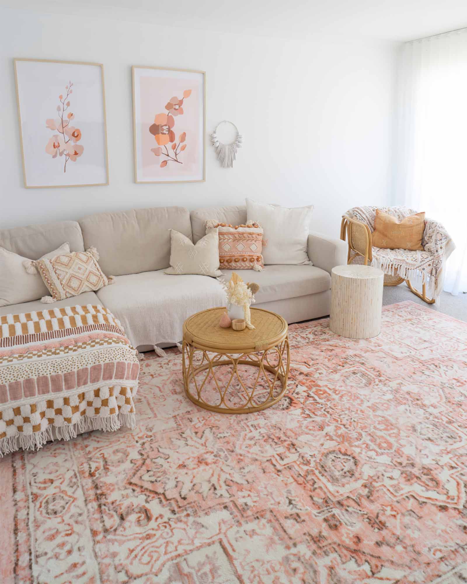 Veronique Peach and Brown Distressed Washable Rug – Miss Amara