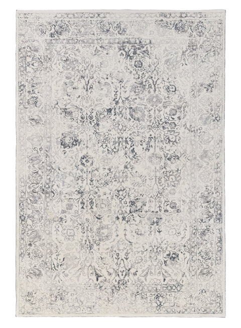 Yeni Grey and Beige Floral Washable Rug