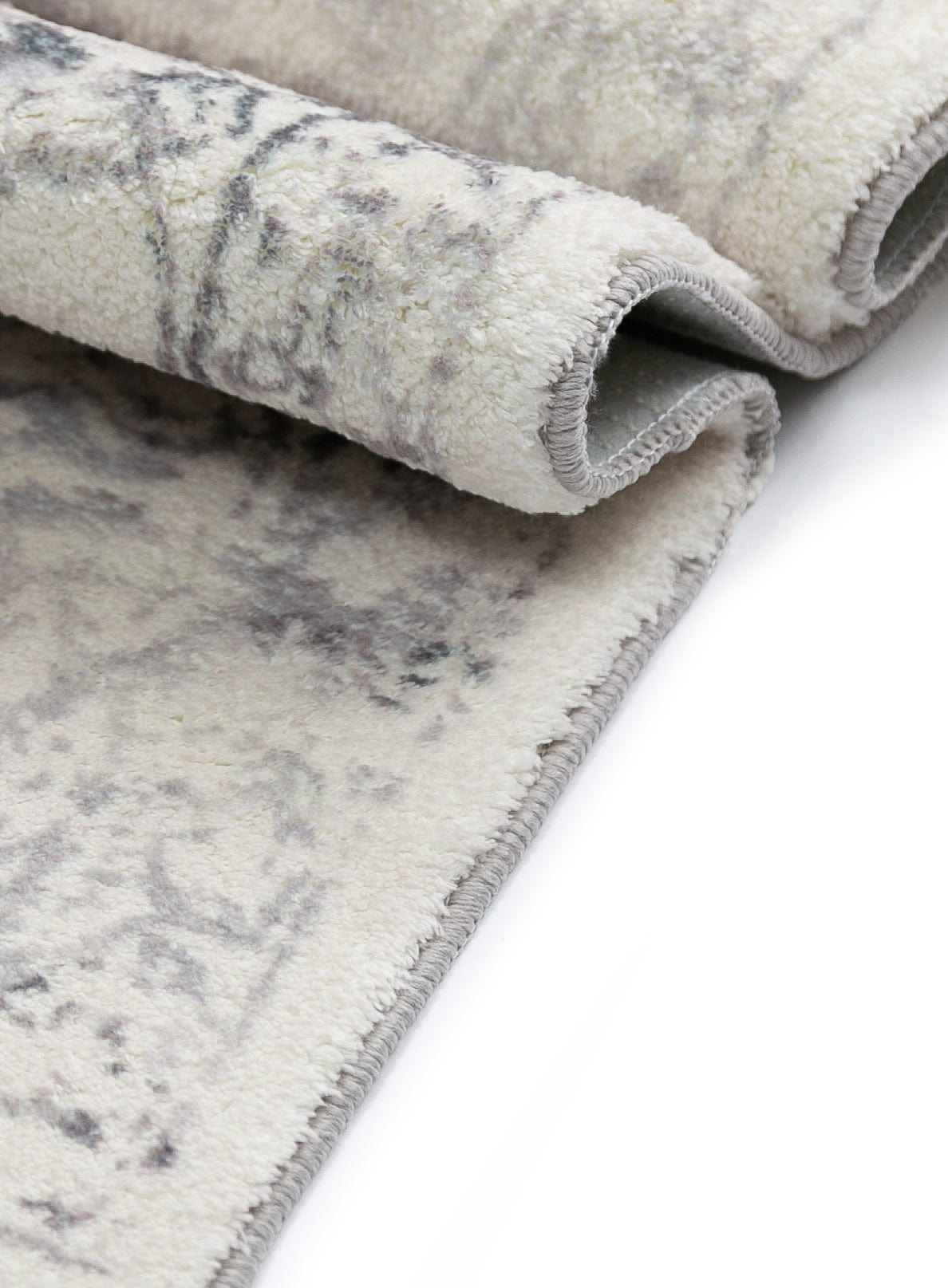 Yeni Grey and Beige Floral Washable Rug