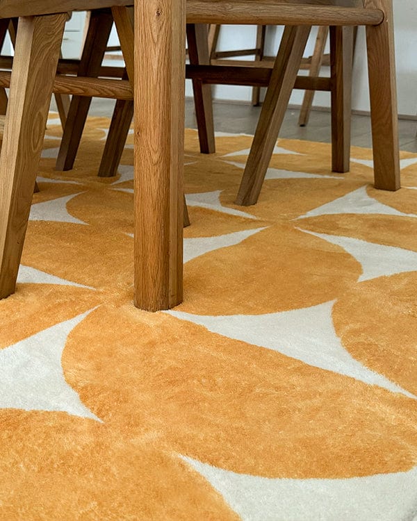 Zaki Yellow and Ivory Geometric Washable Rug