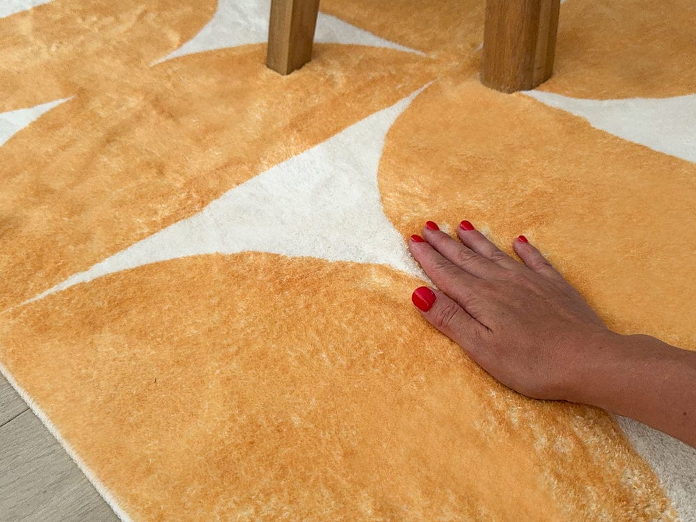 Zaki Yellow and Ivory Geometric Washable Rug