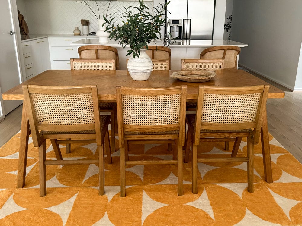 Zaki Yellow and Ivory Geometric Washable Rug